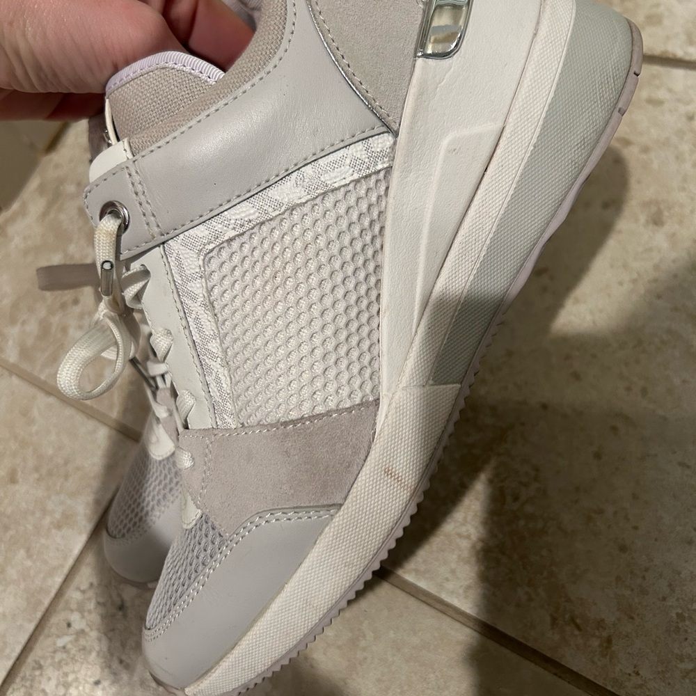 Michael Kors Silver and White Lace-Up Sneakers - Picture 4 of 6